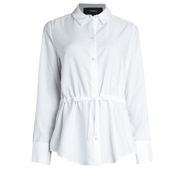 THEORY Tie-Waist Button-Down Blouse - Picture 1 of 6